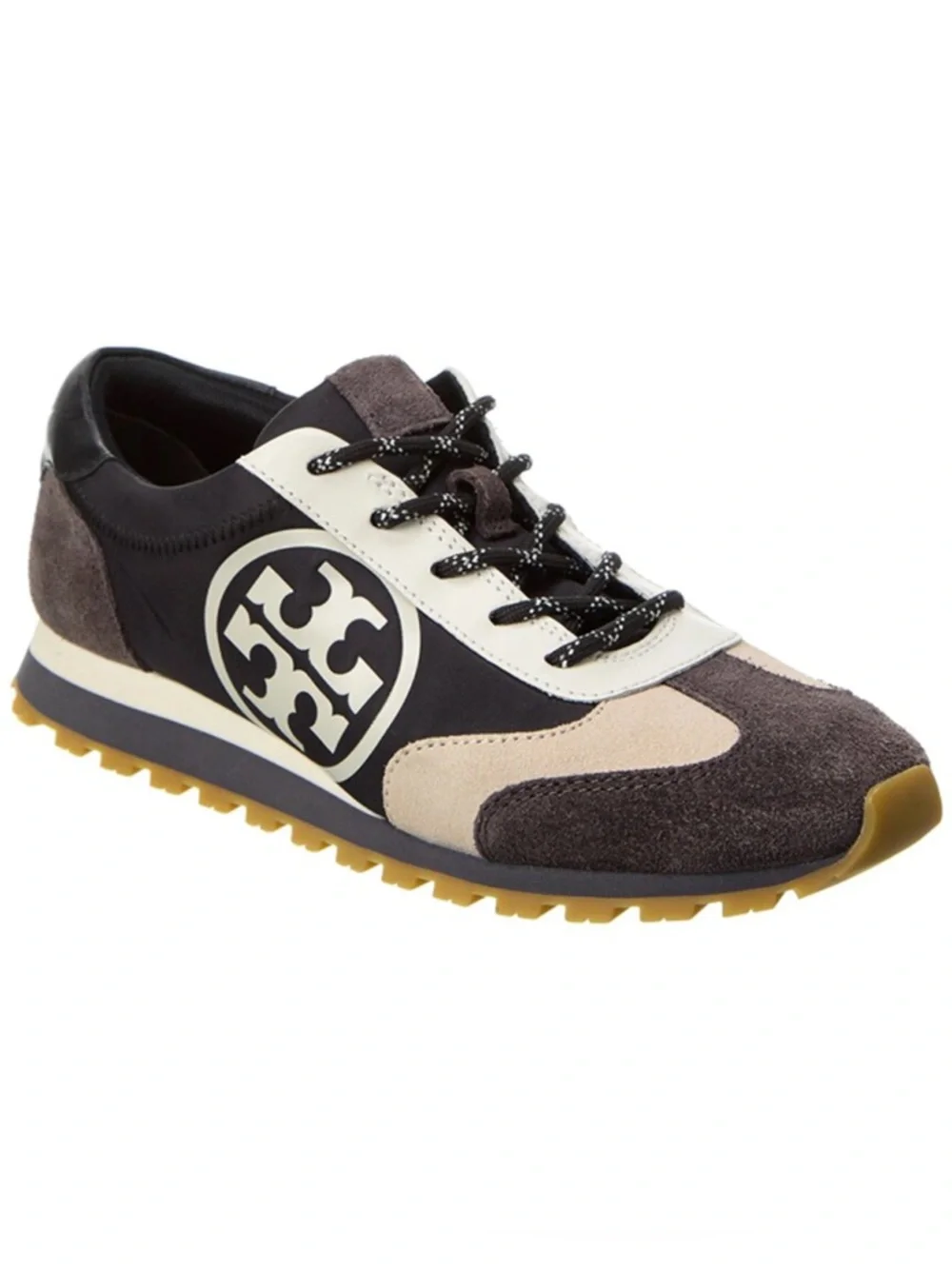 Tory Burch Annie Nylon Runner Sneakers in black with suede overlays SZ 6.5